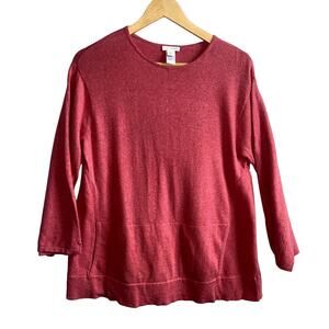 Pure J Jill Crewneck Pocket Sweater Cotton Cashmere Size Small